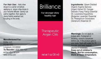 Argan Brilliance Organic Hair Oil Blend 1 oz.
