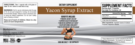 Yacon Syrup 500 mg 60 caps