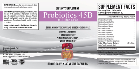 Probiotics 45B 500 mg 30 caps